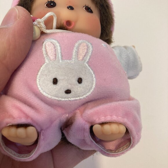 Bebichhichi Girl Bunny Rabbit Pink Limited Edition Sekiguchi Monchhichi Toy Doll - Picture 5 of 10